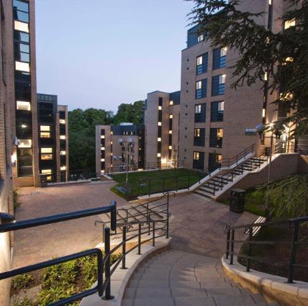 Campus accommodation at night