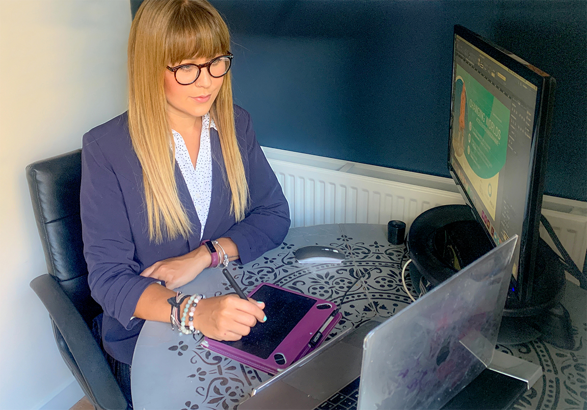 Woman sitting working at desk