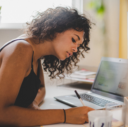 Student working at their desk