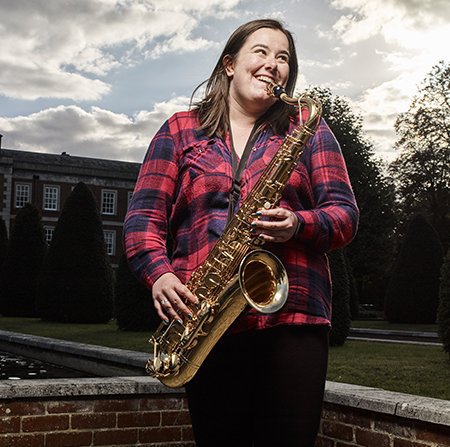 Student playing the trumpet