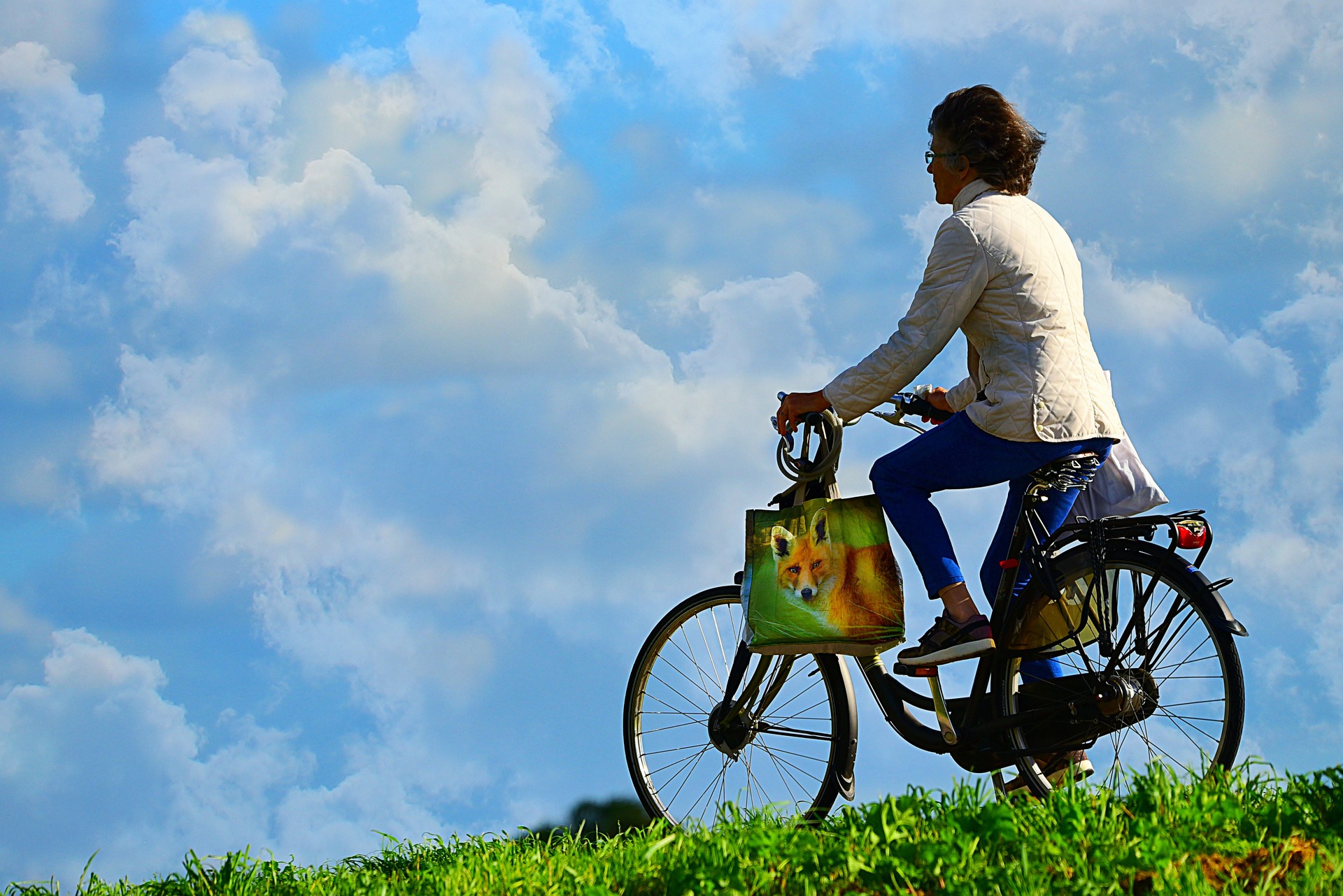 woman riding bike