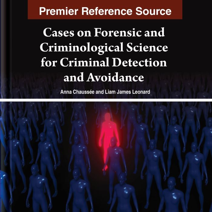 Forensics reference book cover with red figure in crowd