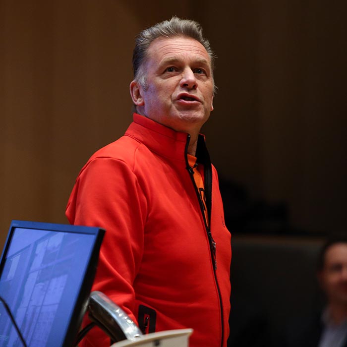 Chris Packham chats to volunteers from Winchester Youth Counselling