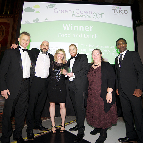 University staff receiving their green gown award 