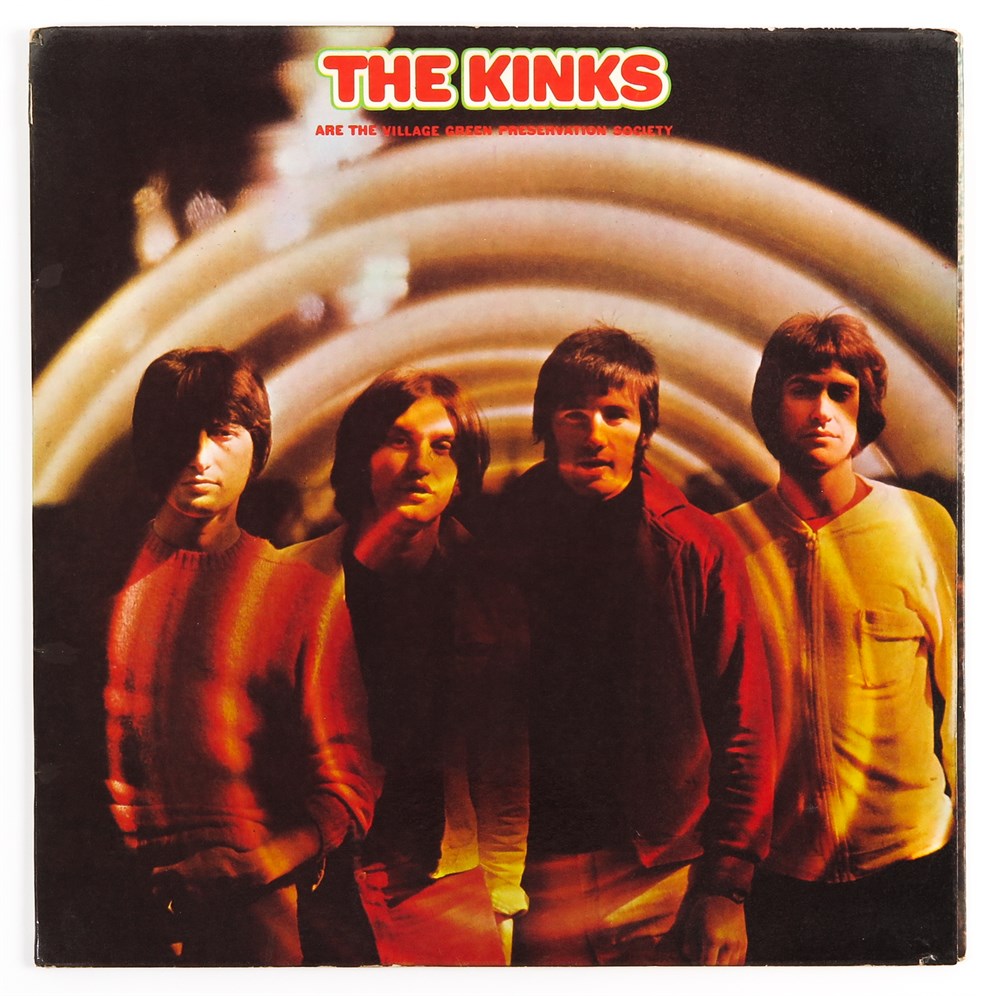 Kinks album cover showing four members in front of circles
