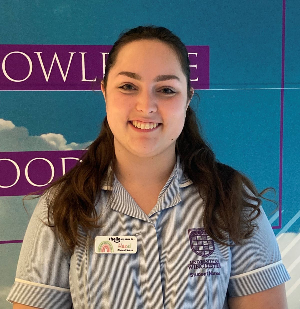 Young female nursing student with long dark hair