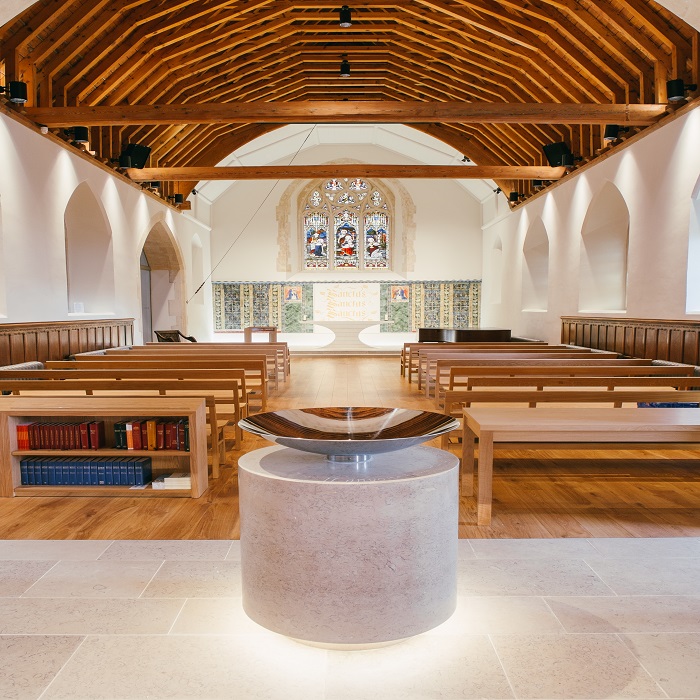 Chapel lit up at night