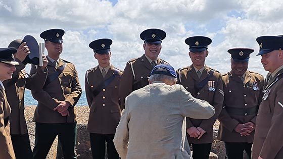 Remembrance Day Cecil with troops at Stanswood Bay