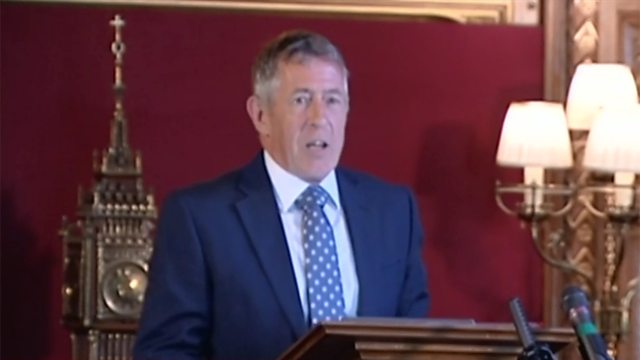 John Denham delivering the Speaker's Lecture 2018