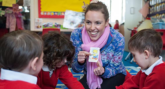 Trainee teacher with children