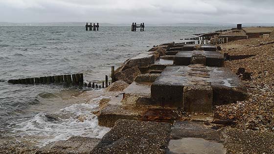 Remembrance Day Stanswood Bay, water crashing against rocks