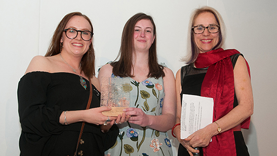 Vice Chancellor Joy Carter presents Sustainable Fashion Award to Oxfam Winchester representatives