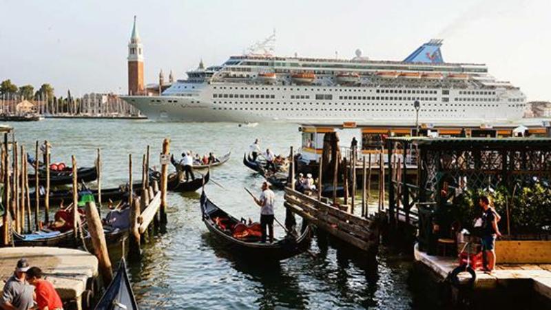Large cruise ship in Venice