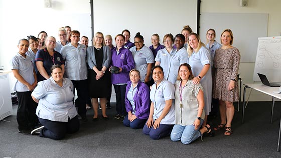 Professor Sarah Greer with Nursing students