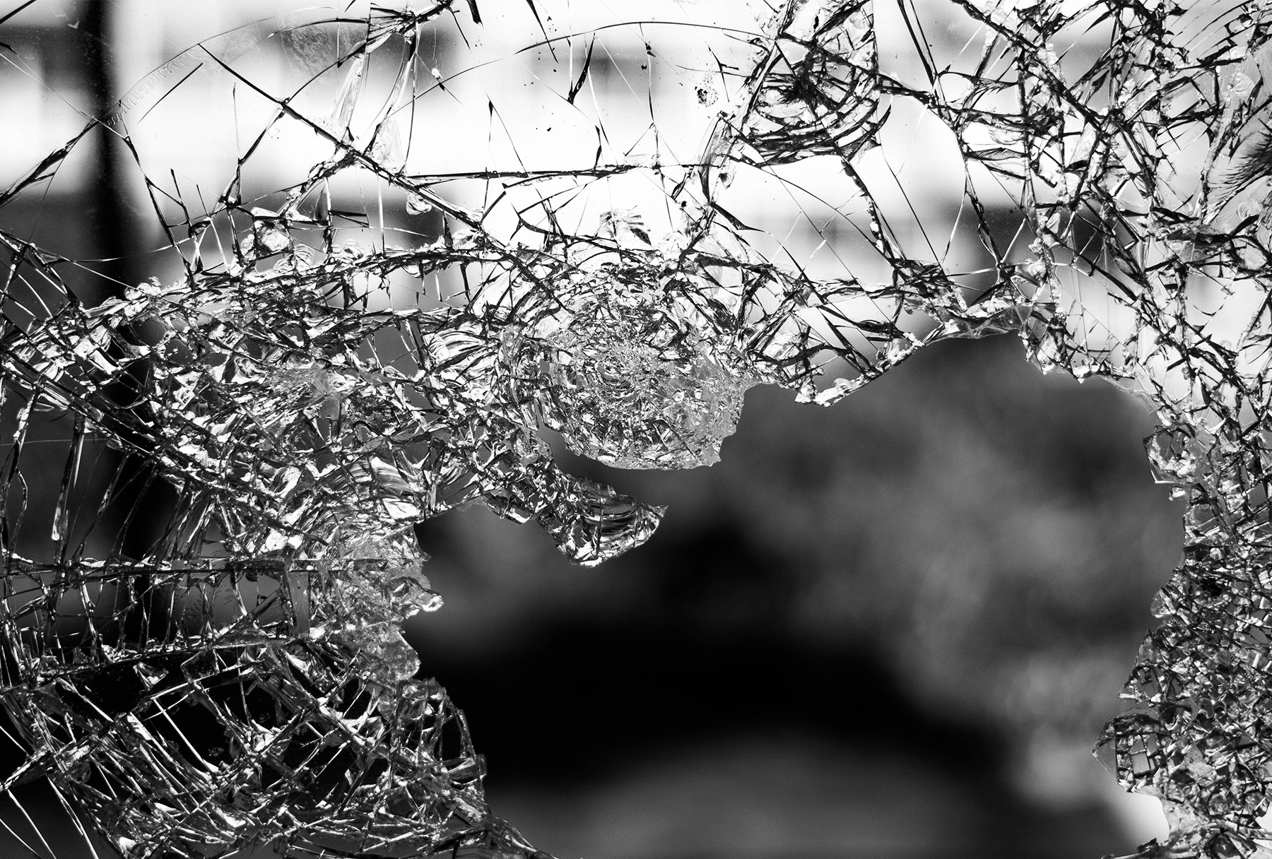Close-up photo of broken glass