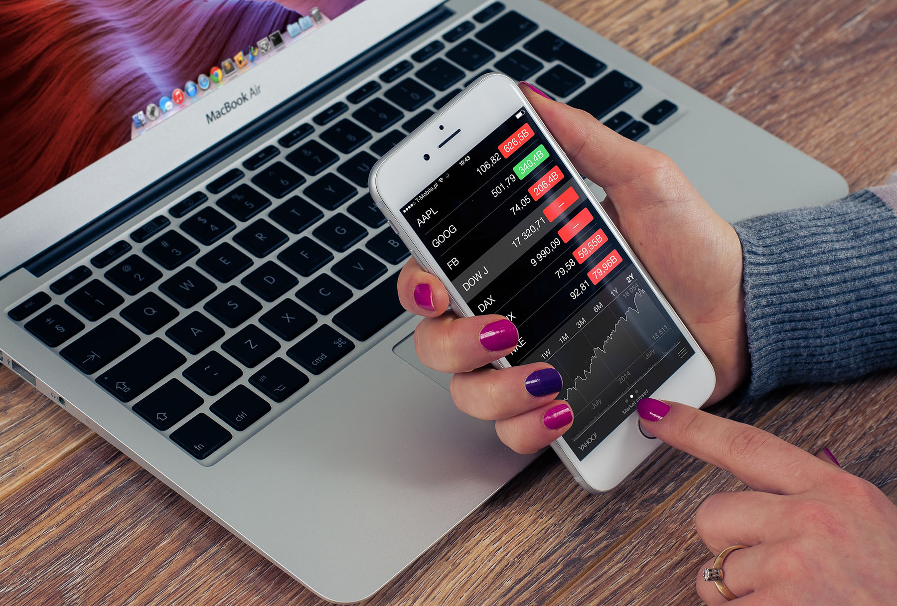 Person looking at stocks on a laptop