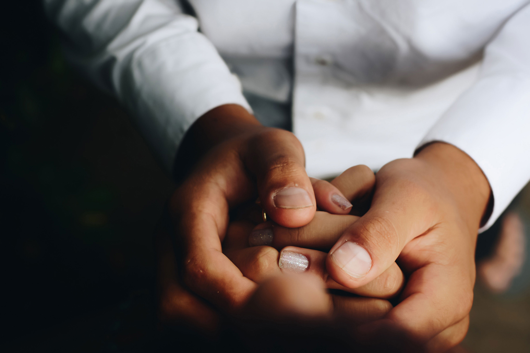 Close up of hands holding