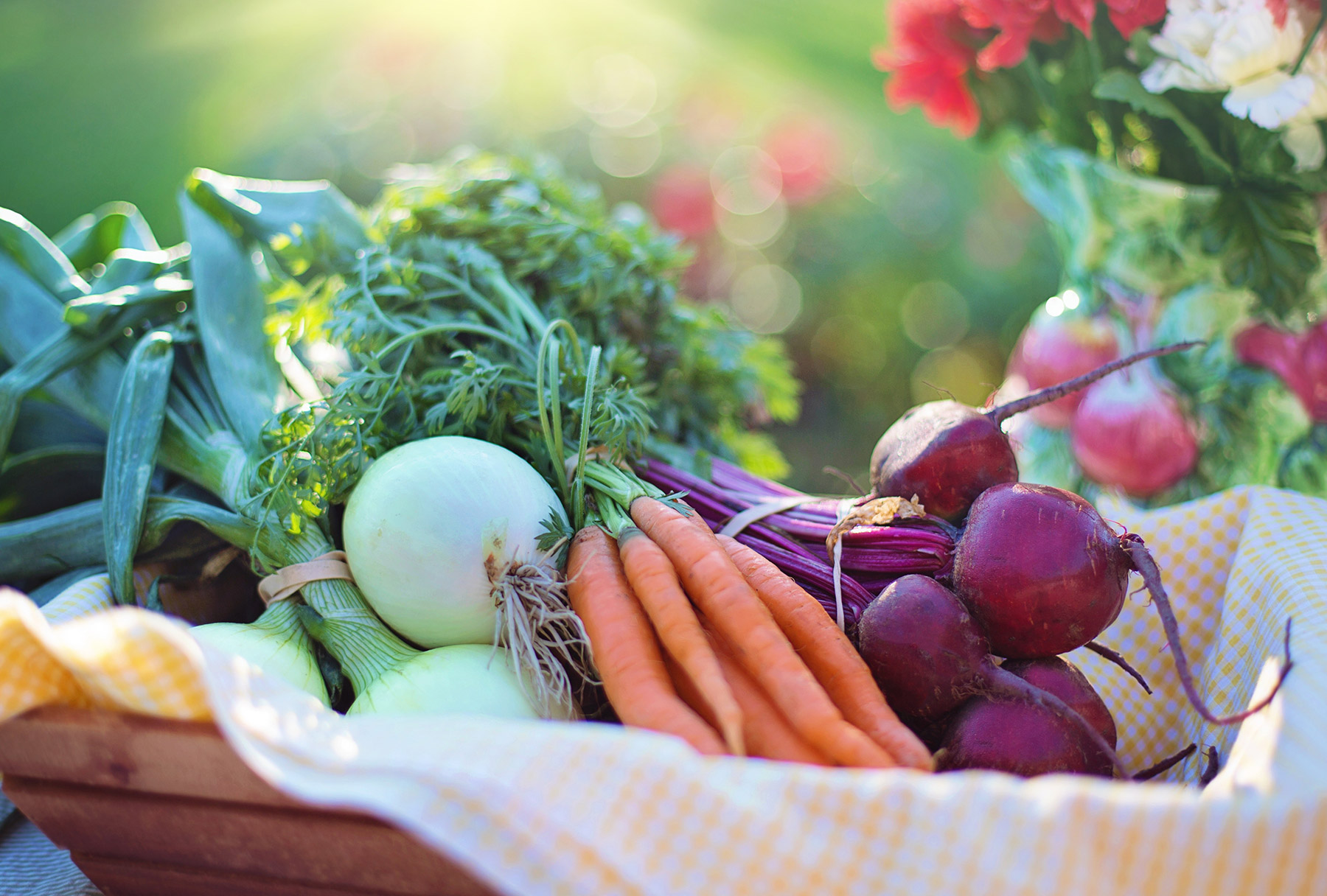 Fruit and vegetables in a basket