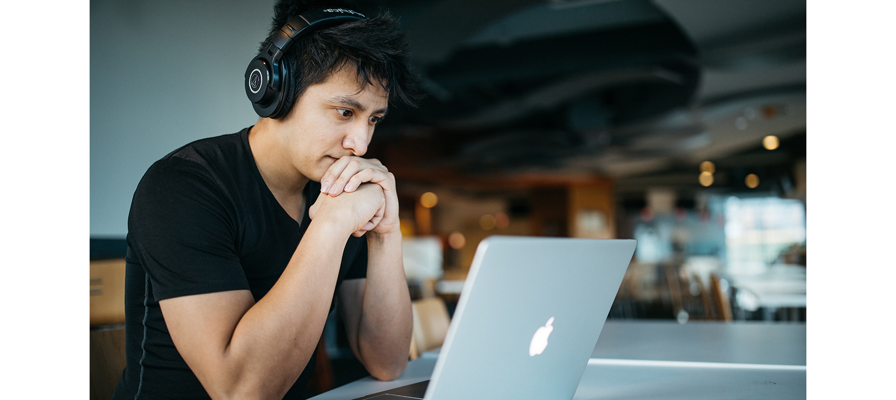 Student looking at a computer screen