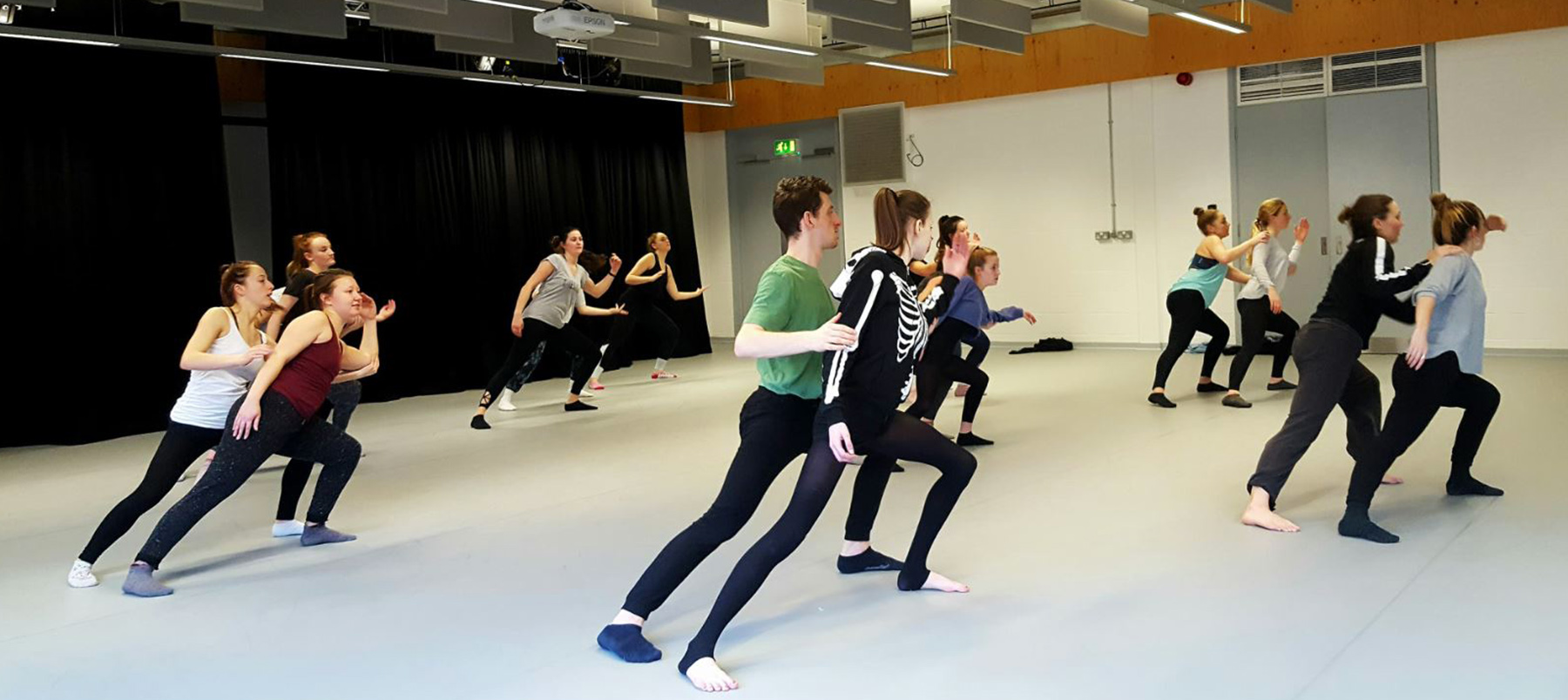 Students dancing in a studio