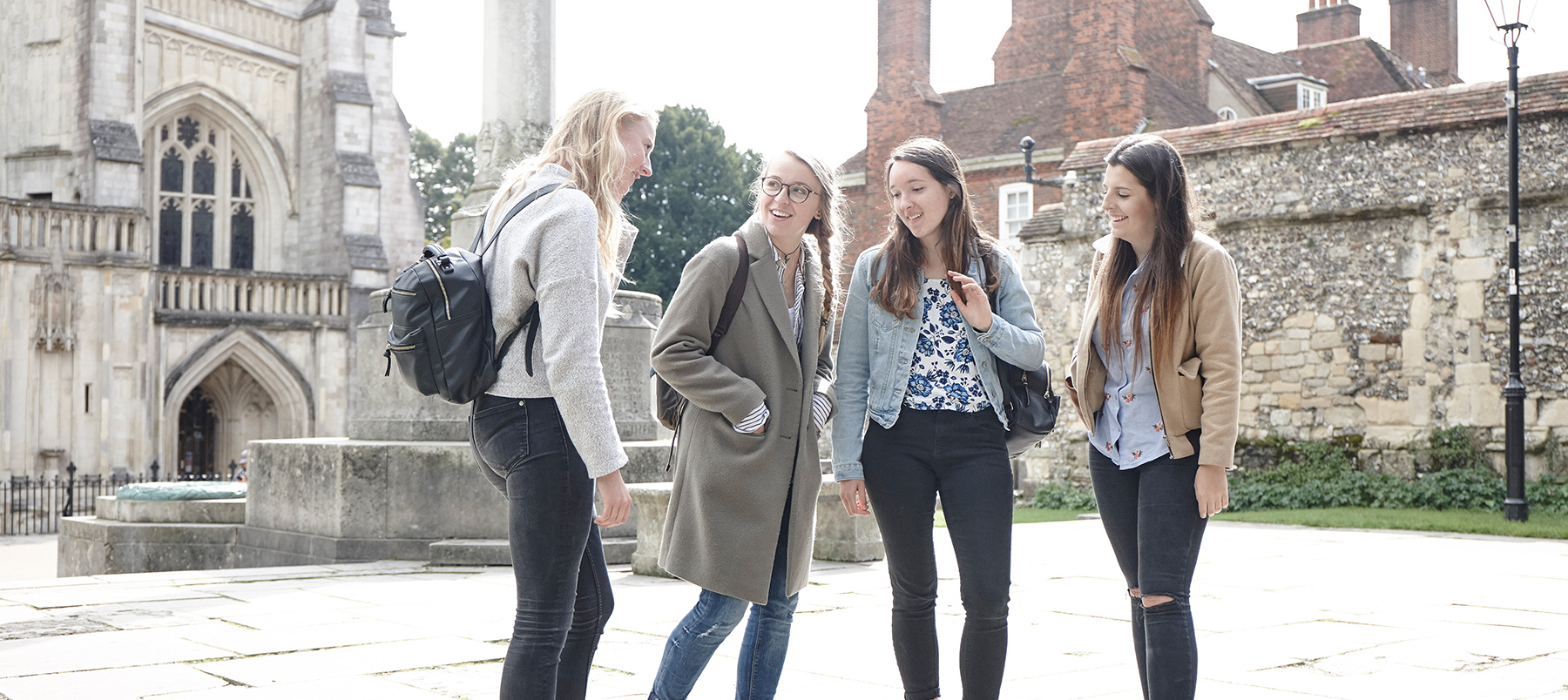 Students by the cathedral