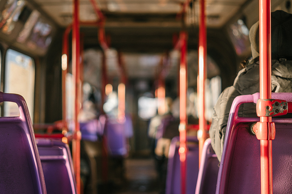 Inside of a public bus