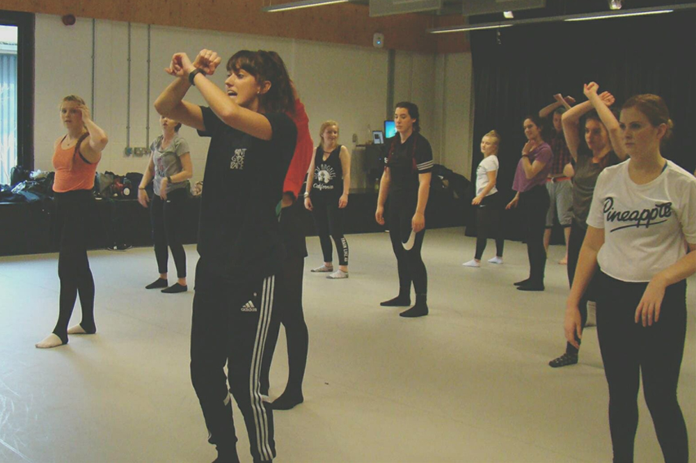 Students dancing in a group