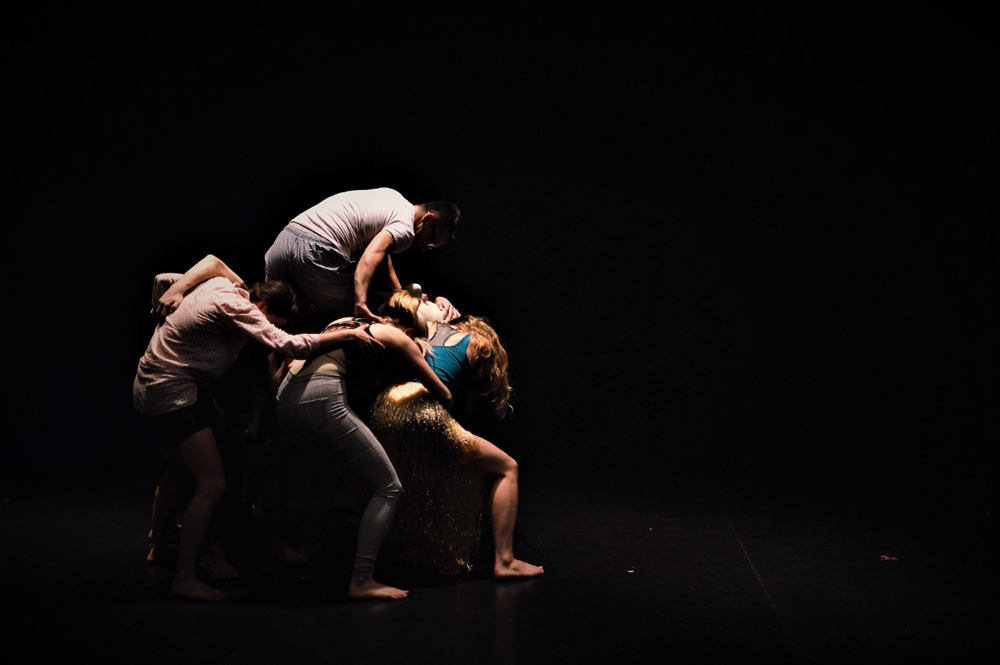 Group of students dancing in a performance studio