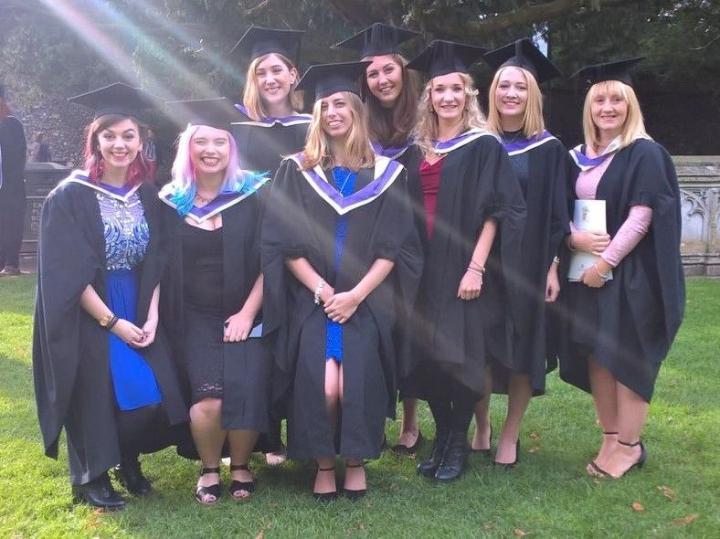 Group of female students graduating