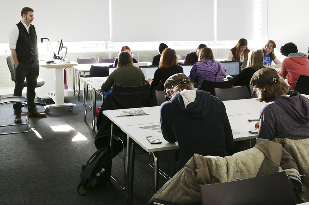 Students in a creative writing lecture