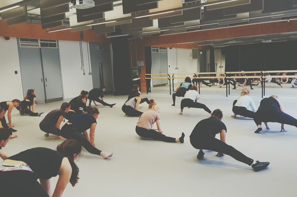 Class dancing in a studio