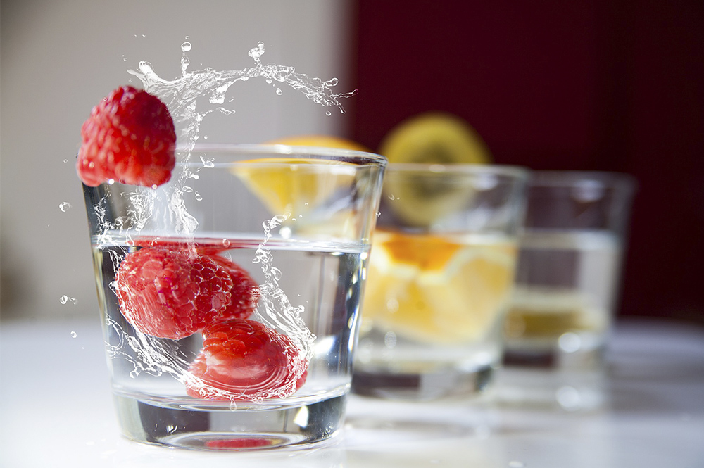 Water with fruit in
