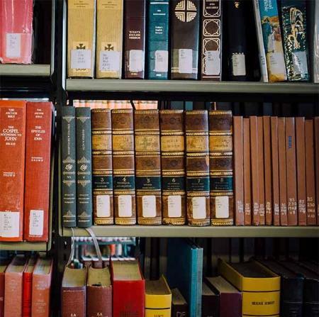 library books on a shelf