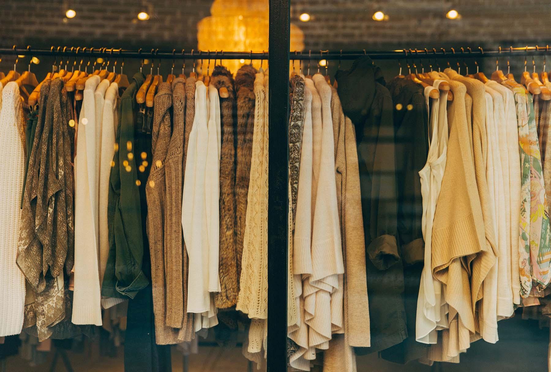 Clothes on a shop rail