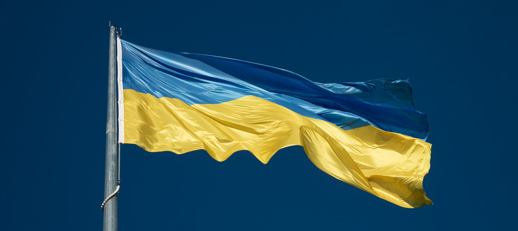 Ukrainian flag flying