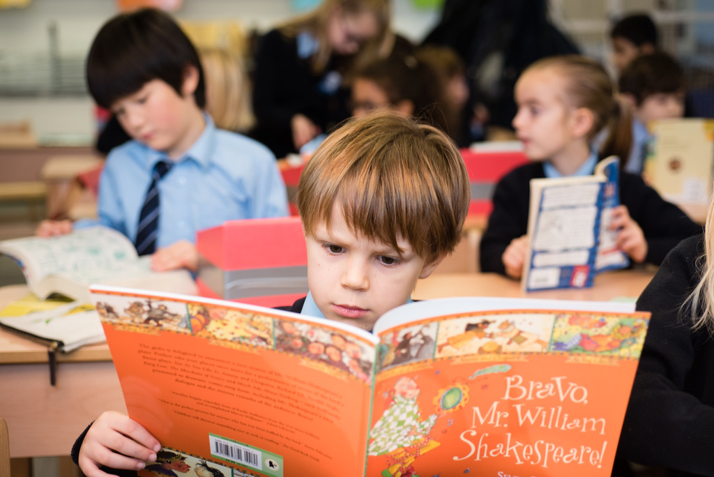 Schoolchildren reading books