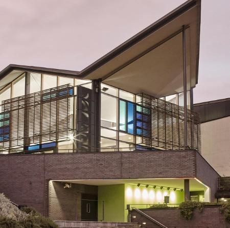 King Alfred Centre exterior at dusk