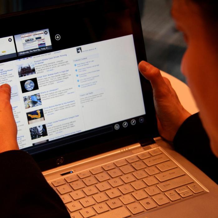 Woman using laptop computer