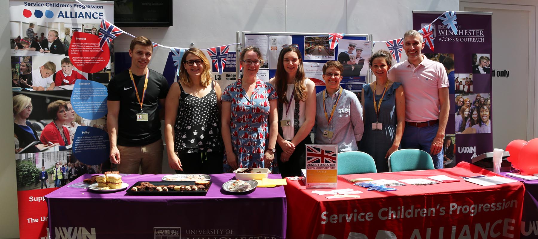 Photo of widening participation team at the information stands available for Armed Forces Day
