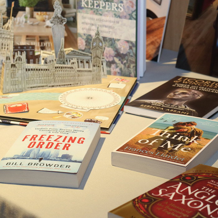 Books sat on a table