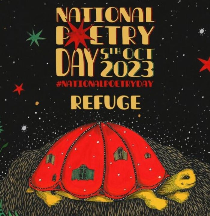 National Poetry Day poster with image of a tortoise