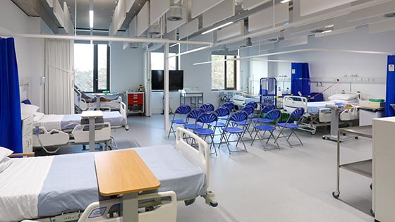 Clinical skills facilities with hospital beds
