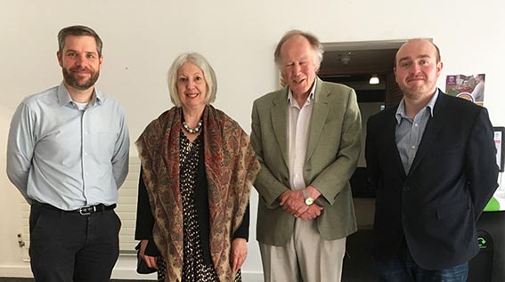 Dr James Ross, Barbara Yorke, Michael Hicks and and Gordon McKelvie launch Centre for Renaissance and Medieval Research