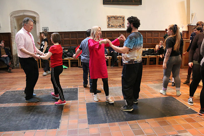 Vice Chancellor Joy Carter taking part in a 21-hour dance-a-thon organised by the University’s D@win Dance Company for World Down Syndrome Day
