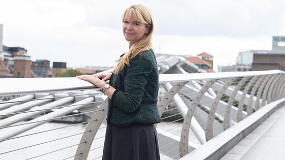 Sarah Moore Williams standing on a bridge