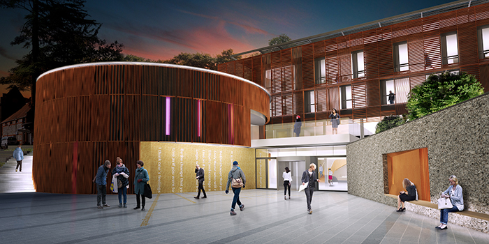 CGI external view of West Downs Centre