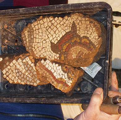 Archaeology at Winchester: fragment of a Roman mosaic
