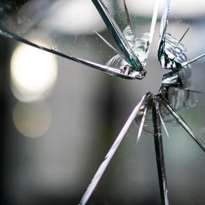 Cracked glass crime scene