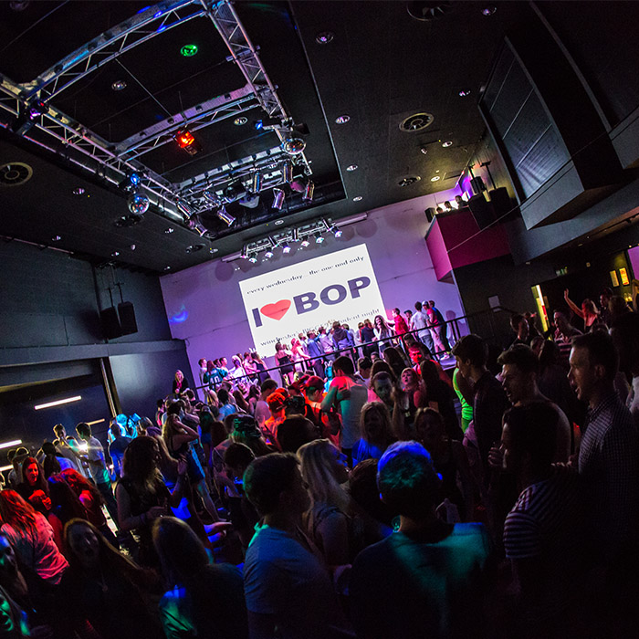 Students in the student union at BOP